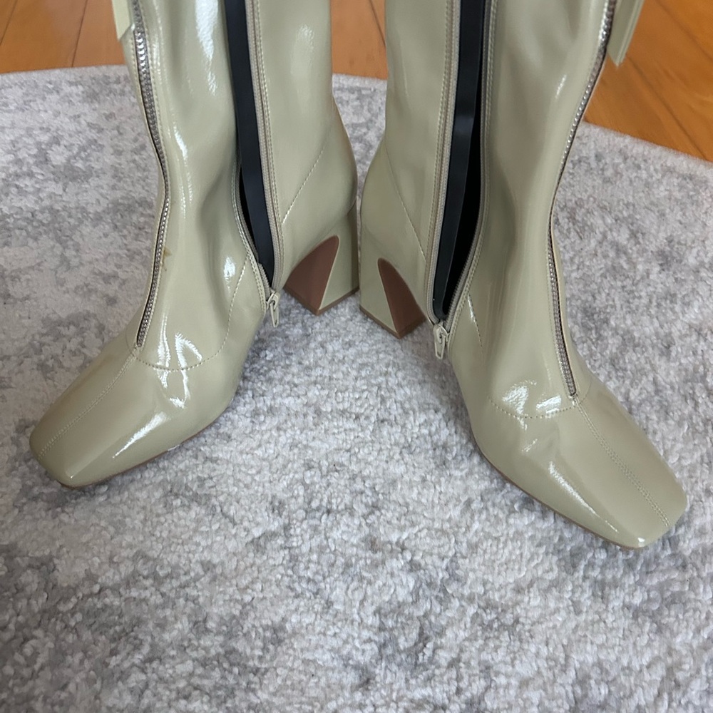 ASOS Glossy Cream Ankle Boots
